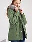 ieftine Geci și jachete cu puf pentru femei-Pentru femei Parc Casual Toamnă Iarnă Lung Palton Fit regulat De Bază Casual Jachete Manșon Lung Mată Clasic Roz Îmbujorat Verde Militar / Primăvară / Căptușit