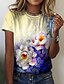 cheap Tees &amp; T Shirts-Women&#039;s T shirt Tee Floral Casual Holiday Weekend Floral Painting Short Sleeve T shirt Tee Round Neck Print Basic Essential Blue Yellow Red S / 3D Print
