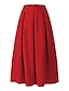 cheap Maxi Skirts-Women&#039;s Skirt Swing Work Skirt Maxi Cotton And Linen Red Black Yellow Pink Skirts Pocket Fashion Christmas Office / Career S M L