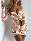 cheap Mini Dresses-Women&#039;s Bodycon Short Mini Dress Black gray White Black Pink Light Brown Khaki Red Brown Long Sleeve Floral Pure Color Ruched Fall Spring Boat Neck Stylish Hot Sexy Party 2022 S M L XL XXL