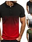 cheap Men&#039;s Clothing-Men&#039;s T-shirt Sleeve Color Block Henley Medium Spring &amp; Summer Green White Gray Black-Red