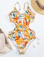 cheap One-Pieces-Women&#039;s Swimwear One Piece Monokini Bathing Suits trikini Normal Swimsuit Floral Print Cut Out Slim Leaf White Black Yellow Strap Camisole Bodysuit Bathing Suits Vacation Fashion New / Sexy