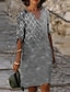halpa Kuvioidut mekot-Naisten Rento mekko Mini mekko Sininen Purppura Apila Puolihiha Geometrinen Painettu Kesä Kevät V kaula-aukko Tyylikäs Loose Fit 2023 S M L XL XXL 3XL