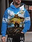 baratos Padrão 3D-Homens Gráfico Animal Peixes Moletom Moletons Roupa de rua Designer Manga Longa Com Capuz Desportos e Ar livre Diário Khaki claro. Preto Imprimir Primavera &amp; Outono Designer