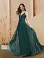 cheap Evening Dresses-A-Line Evening Dresses Backless Dress Engagement Floor Length Sleeveless V Neck Chiffon with Pleats Lace Insert 2022 / Prom