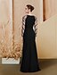 cheap Evening Dresses-A-Line Evening Dresses Luxurious Dress Prom Floor Length Long Sleeve Jewel Neck Chiffon with Pleats Sequin 2022 / Formal Evening