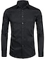 halpa Businesshemden für Herren-Men&#039;s Dress Shirt Button Up Shirt Collared Shirt Wine Black White Long Sleeve Plain Collar Wedding Work Clothing Apparel