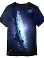 cheap Men&#039;s 3D T-shirts-Men&#039;s T shirt Tee Designer Summer Short Sleeve Galaxy Graphic Patterned 3D Print Crew Neck Daily Sports Print Clothing Clothes Designer Casual Classic Blue