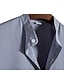 baratos camisa de botão masculina-Homens Camisa Social camisa de botão camisa de verão Prata Preto Branco Vinho Azul Marinha Manga Curta Tecido Colarinho Chinês Ao ar livre Rua Botão para baixo Roupa Moda Casual Respirável Confortável