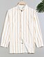 cheap Men&#039;s Clothing-Men&#039;s Shirt Bishop Sleeve Stripe Stand Collar Medium Spring &amp; Summer Pink Apricot