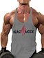 cheap Gym Tank Tops-Men&#039;s Tank Top Vest Tee Letter Round Neck Casual Sports Sleeveless Tops Cotton Muscle White Black Gray