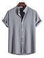 cheap Men&#039;s Button Up Shirts-Men&#039;s Shirt Button Up Shirt Summer Shirt Silver Black White Wine Navy Blue Short Sleeve Plain Stand Collar Outdoor Street Button-Down Clothing Apparel Fashion Casual Breathable Comfortable