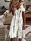cheap Best Selling Dress-Women&#039;s Midi Dress A Line Dress Beige Light Blue Short Sleeve Hollow Out Lace Print Floral V Neck Spring Summer Stylish Casual Modern 2022 Loose S M L XL XXL 3XL