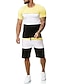 お買い得  メンズＴシャツセット-男性用 Tシャツスーツ トラックスーツ テニスシャツ ショーツとTシャツのセット セット 半袖 2個 衣類 コットン スポーツ デザイナー カジュアル