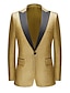 ieftine Costume de tuxedo-argintiu albastru aur auriu petrecere bărbați bal de absolvire costume disco 2 piese sclipici strălucitor vârf croit cu un singur piept un singur buton 2024