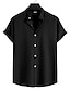 cheap Men&#039;s Button Up Shirts-Men&#039;s Shirt Button Up Shirt Summer Shirt Silver Black White Wine Navy Blue Short Sleeve Plain Stand Collar Outdoor Street Button-Down Clothing Apparel Fashion Casual Breathable Comfortable
