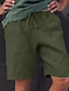 cheap Linen Shorts-Men&#039;s Shorts Bermuda shorts Linen Shorts Pocket Drawstring Solid Color Comfort Breathable Knee Length Daily Beach Linen / Cotton Blend Streetwear Casual / Sporty Light Green Army Green Micro-elastic
