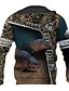 baratos Padrão 3D-Homens Gráfico Animal Peixes Moletom Moletons Roupa de rua Designer Manga Longa Com Capuz Desportos e Ar livre Diário Khaki claro. Preto Imprimir Primavera &amp; Outono Designer