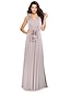 cheap Bridesmaid Dresses-A-Line Bridesmaid Dress Halter / V Neck Sleeveless Convertible Floor Length Spandex with Sash / Ribbon / Pleats 2023