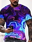 お買い得  幾何学-男性用 Tシャツ グラフィック ラウンドネック ブルー 3Dプリント カジュアル 日常 半袖 3Dプリント 衣類 ファッション クール デザイナー 快適