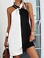 cheap Casual Dresses-Women&#039;s A Line Dress Short Mini Dress Black Gray Brown Sleeveless Color Block Leopard Print Spring Summer Halter Neck Stylish Casual Modern 2022 S M L XL XXL 3XL 4XL 5XL