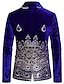 Недорогие Блейзер и куртка-Мужской осенний блестящий пиджак для свадебной вечеринки, повседневный блестящий пиджак в стиле ретро, стандартный крой, с принтом черного вина, королевского синего цвета 2024