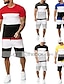 お買い得  メンズＴシャツセット-男性用 Tシャツスーツ トラックスーツ テニスシャツ ショーツとTシャツのセット セット 半袖 2個 衣類 コットン スポーツ デザイナー カジュアル
