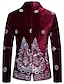 cheap Blazer&amp;Jacket-Men&#039;s Velvet Sequins Paisley Blazer Fall Wedding Blazer Party Casual Sparkly Blazer Jacket Silm Fit Print Black Wine Royal Blue 2024