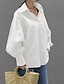 cheap Women&#039;s Blouses &amp; Shirts-Women&#039;s Shirt Blouse Cotton Plain Daily Weekend Button Lantern Sleeve Black Long Sleeve Casual Shirt Collar Spring Fall