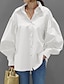 cheap Women&#039;s Blouses &amp; Shirts-Women&#039;s Shirt Blouse Cotton Plain Daily Weekend Button Lantern Sleeve Black Long Sleeve Casual Shirt Collar Spring Fall