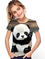baratos camisetas 3d para meninas-Infantil Para Meninas Camisa Animal Ao ar livre Impressão 3D Manga Curta Ativo 3-12 anos Primavera Preto