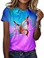cheap Best Selling Tops-Women&#039;s T shirt Abstract Butterfly Painting Butterfly Round Neck Print Basic Tops Green Gray Purple / 3D Print