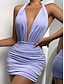 cheap Design Party Dresses-Women&#039;s Sheath Dress Mini Dress White Purple Sleeveless Pure Color Backless Spring Summer Deep V Stylish 2023 XS S M L