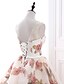 cheap Quinceanera Dresses-Ball Gown Floral Quinceanera Formal Evening Valentine&#039;s Day Dress Illusion Neck Sleeveless Chapel Train Satin with Beading Pattern / Print Appliques 2022