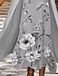 olcso Nyomtatási ruhakészletek-Női ruhakészlet Kétrészes ruha Sifon ruhák Midi ruha Szürke Háromnegyedes Virágos Sifon Nyár Tavasz Terített nyak Stílusos Laza öltözet 2023 S M L XL XXL
