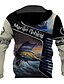 baratos Padrão 3D-Homens Gráfico Animal Peixes Moletom Moletons Roupa de rua Designer Manga Longa Com Capuz Desportos e Ar livre Diário Khaki claro. Preto Imprimir Primavera &amp; Outono Designer