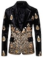 Недорогие Блейзер и куртка-Мужской осенний блестящий пиджак для свадебной вечеринки, повседневный блестящий пиджак в стиле ретро, стандартный крой, с принтом черного вина, королевского синего цвета 2024