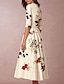 cheap Work Dresses-Women&#039;s Casual Dress Swing Dress Midi Dress Beige 3/4 Length Sleeve Floral Print Winter Fall Autumn V Neck Stylish 2023 S M L XL XXL 3XL