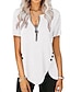 cheap Women&#039;s Clothing-Women&#039;s T shirt Zipper Basic Plain Spring Regular White Black Blue Pink Brown