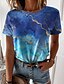 cheap Tees &amp; T Shirts-Women&#039;s Casual Weekend T shirt Tee Abstract Painting Short Sleeve Graphic Geometric Round Neck Print Basic Tops Green Blue Gray S / 3D Print