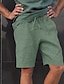 cheap Linen Shorts-Men&#039;s Shorts Bermuda shorts Linen Shorts Pocket Drawstring Solid Color Comfort Breathable Knee Length Daily Beach Linen / Cotton Blend Streetwear Casual / Sporty Light Green Army Green Micro-elastic
