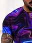 cheap Geometrical-Colorful Mens 3D Shirt Casual | Purple Summer Cotton | Men&#039;S Tee Graphic Round Neck Blue 3D Print Daily Short Sleeve Clothing Apparel Fashion Cool Designer Comfortable