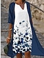 cheap Print Dress Sets-Women‘s Dress Set Two Piece Dress A Line Dress Midi Dress Blue Half Sleeve Floral Print Summer Spring V Neck Casual 2023 S M L XL XXL 3XL