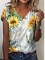 cheap Best Selling Tops-Women&#039;s Casual Daily T shirt Tee Floral Short Sleeve Floral Plants Sunflower V Neck Basic Tops White S / 3D Print