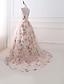 cheap Quinceanera Dresses-Ball Gown Floral Quinceanera Formal Evening Valentine&#039;s Day Dress Illusion Neck Sleeveless Chapel Train Satin with Beading Pattern / Print Appliques 2022