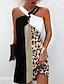 cheap Casual Dresses-Women&#039;s A Line Dress Short Mini Dress Black Gray Brown Sleeveless Color Block Leopard Print Spring Summer Halter Neck Stylish Casual Modern 2022 S M L XL XXL 3XL 4XL 5XL