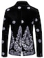 cheap Blazer&amp;Jacket-Men&#039;s Velvet Sequins Paisley Blazer Fall Wedding Blazer Party Casual Sparkly Blazer Jacket Silm Fit Print Black Wine Royal Blue 2024