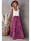 cheap Maxi Skirts-Women&#039;s Skirt Swing Long Skirt Bohemia Maxi Skirts Drawstring Print Graphic Solid Colored Causal Vacation Spring &amp; Summer Polyester Vintage Boho Red Blue Purple