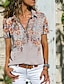 cheap Women&#039;s Clothing-Women&#039;s Blouse T shirt Zipper Print Tropical Multi Color T-shirt Sleeve Shirt Collar Spring &amp;  Fall Regular Pattern 5 Pattern 7 Pattern 8