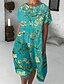 cheap Print Dresses-Women&#039;s Casual Sweater Dress Midi Sweater Dress Green Short Sleeve Floral Pocket Spring Summer Crew Neck Stylish Weekend Loose Fit 2023 S M L XL XXL 3XL